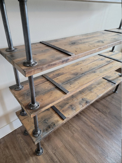 Clearance Sale! Industrial Bookcase made with Reclaimed Distressed Wood and Iron Pipes