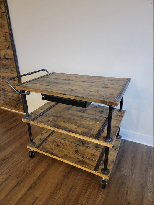 Clearance Sale! Industrial Kitchen Island with Casters, Drawer and Handle