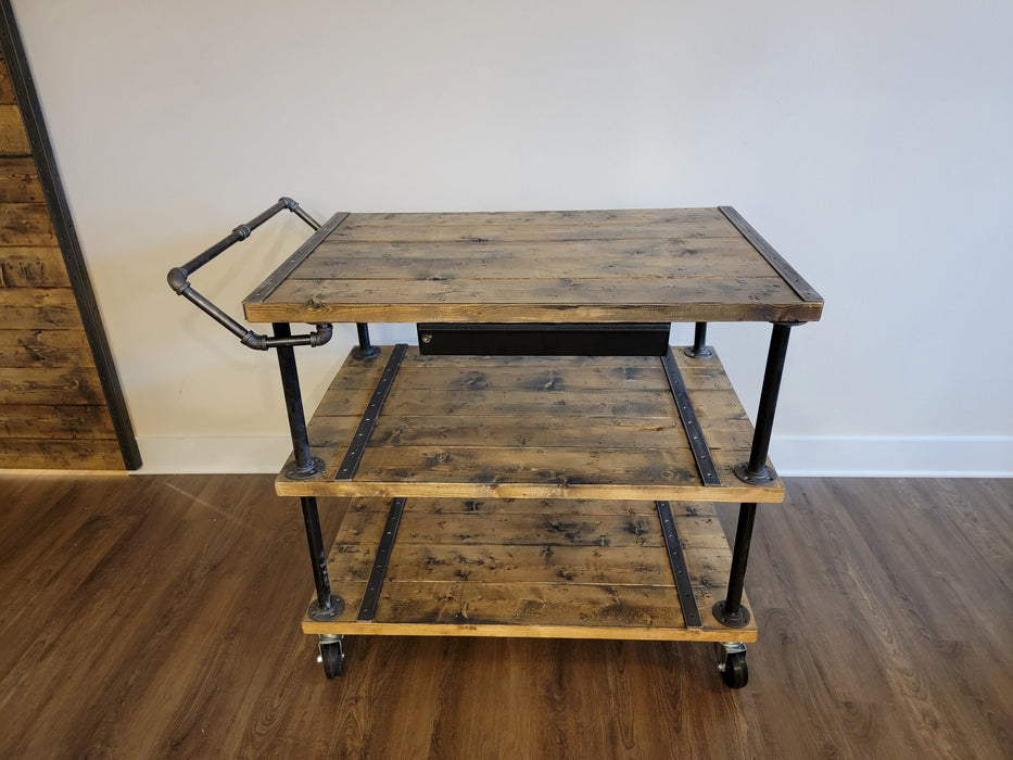 Clearance Sale! Industrial Kitchen Island with Casters, Drawer and