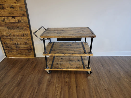 Clearance Sale! Industrial Kitchen Island with Casters, Drawer and Handle