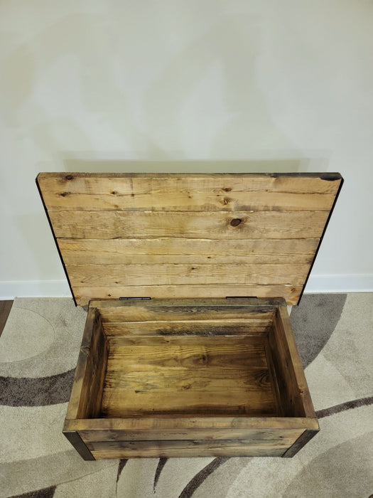 Clearance Sale! Solid Wood and Steel Coffee Table Trunk / Chest, Customizable.