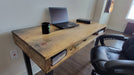 Clearance Sale! Industrial Desk, Reclaimed Distressed Wood with Straight Steel Legs