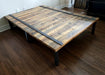 Clearance Sale! Rustic Platform Bed Reclaimed Distressed Solid Wood and Steel