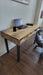 Clearance Sale! Industrial Desk, Reclaimed Distressed Wood with Straight Steel Legs