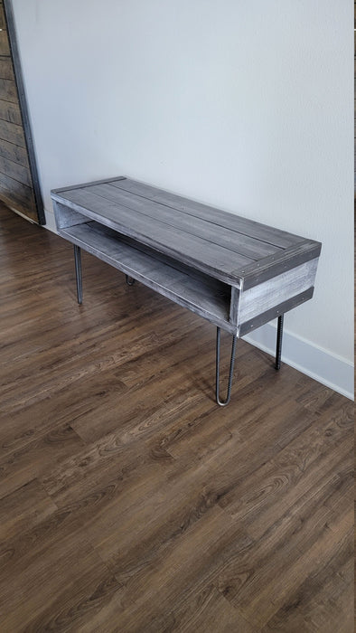 Clearance Sale! Ghost Side Table, TV Stand Reclaimed Distressed Wood with hairpin legs