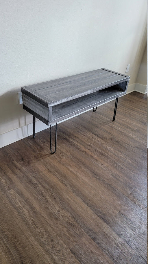 Clearance Sale! Ghost Side Table, TV Stand Reclaimed Distressed Wood with hairpin legs