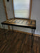 Lightly Tortured Reclaimed Distressed Pub Height Counter Height Industrial Wood Dining Table with rebar hairpin legs