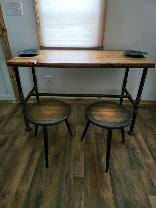 Rustic Industrial Dining Table with Heavy Duty Pipe Legs