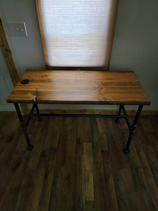 Rustic Industrial Dining Table with Heavy Duty Pipe Legs