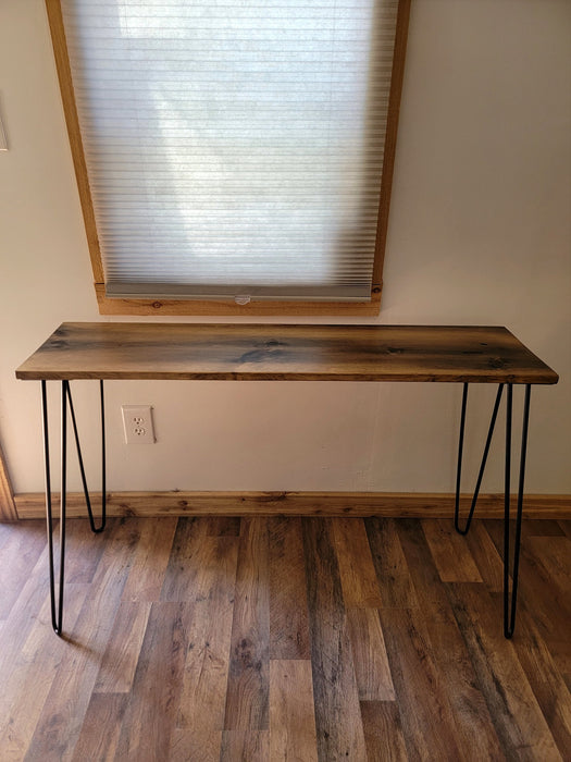 Reclaimed Distressed Simple Sofa or Hallway Table with Hairpin Legs