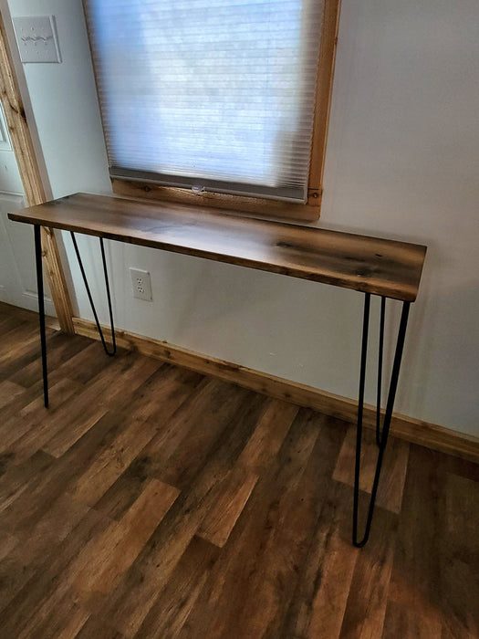 Reclaimed Distressed Simple Sofa or Hallway Table with Hairpin Legs